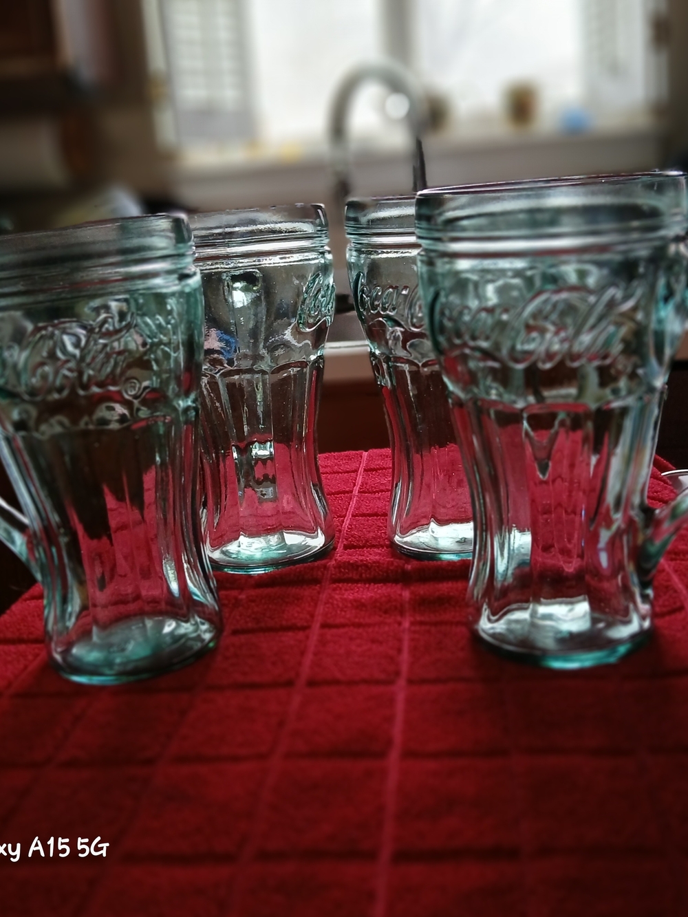 Coca Cola Aqua/Green-Tinted Embossed Glass Tumblers - Set of 4